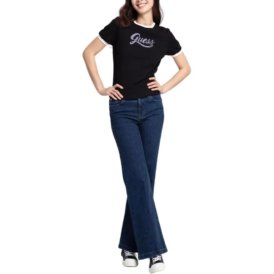 GUESS Contrast Color Versatile Classic Fit Crew Neck Short Sleeve T-Shirt Women's 4