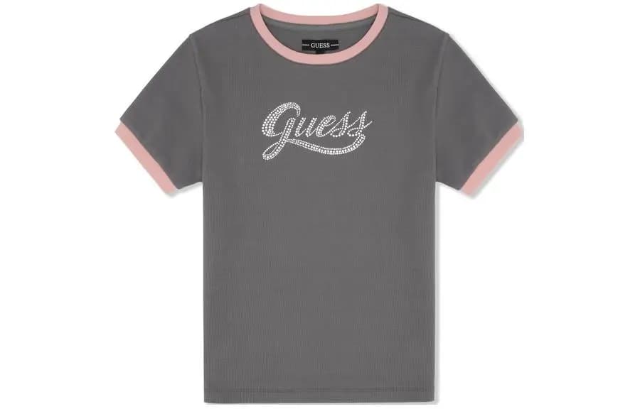 GUESS Contrast Color Versatile Classic Fit Crew Neck Short Sleeve T-Shirt Women's