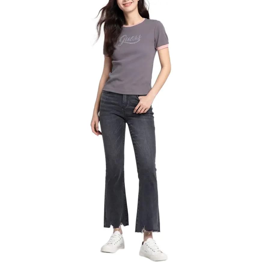 GUESS Contrast Color Versatile Classic Fit Crew Neck Short Sleeve T-Shirt Women's 2
