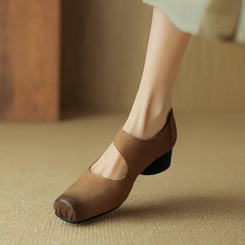 Echo&yolo Chunky Heel Mary Jane Shoes 4cm Women's 10