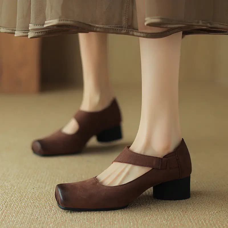 Echo&yolo Chunky Heel Mary Jane Shoes 4cm Women's 14