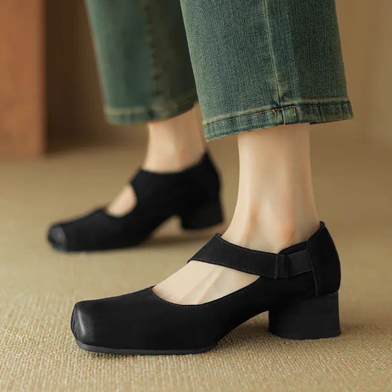 Echo&yolo Chunky Heel Mary Jane Shoes 4cm Women's 3