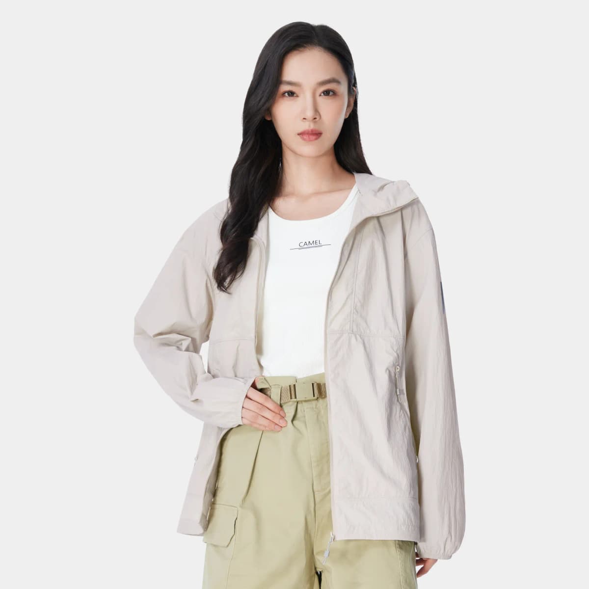 Camel Shadow Series Summer New Loose Drop Shoulder Elastic Cuff Original Yarn Sun Protection UPF50+ Sunscreen Jacket Unisex 12