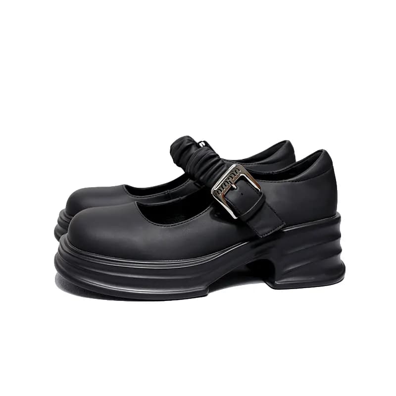 Aomai ouumeis Square Toe Open-Toe French Style Fairy Thick Sole Chunky Heel Mary Jane Shoes 5.5cm Women's 6