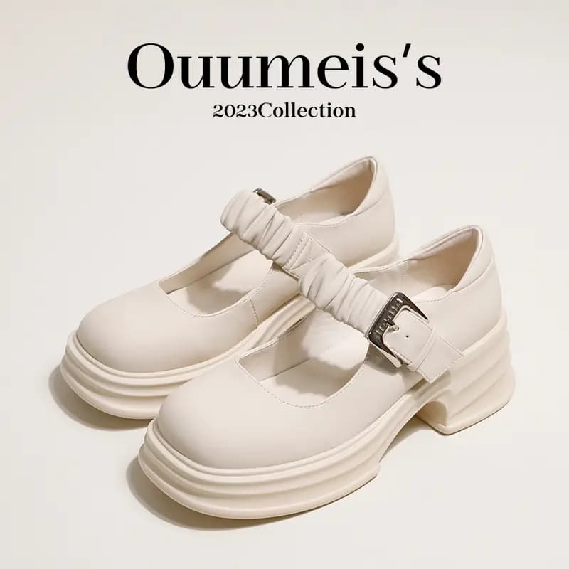 Aomai ouumeis Square Toe Open-Toe French Style Fairy Thick Sole Chunky Heel Mary Jane Shoes 5.5cm Women's 4