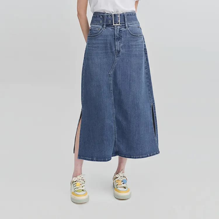Lee SS24 Mall Collection Denim Midi Ətək Qadın 4