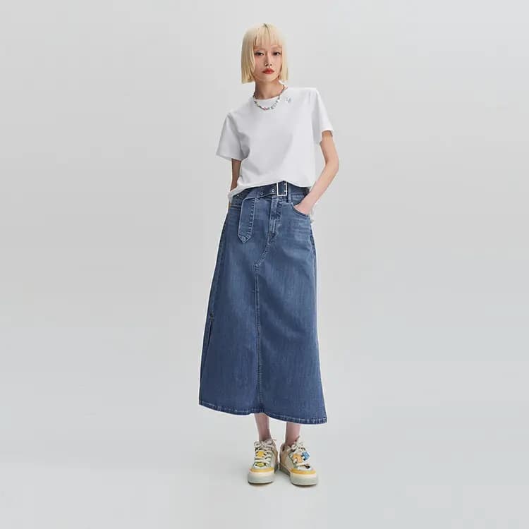 Lee SS24 Mall Collection Denim Midi Ətək Qadın 3