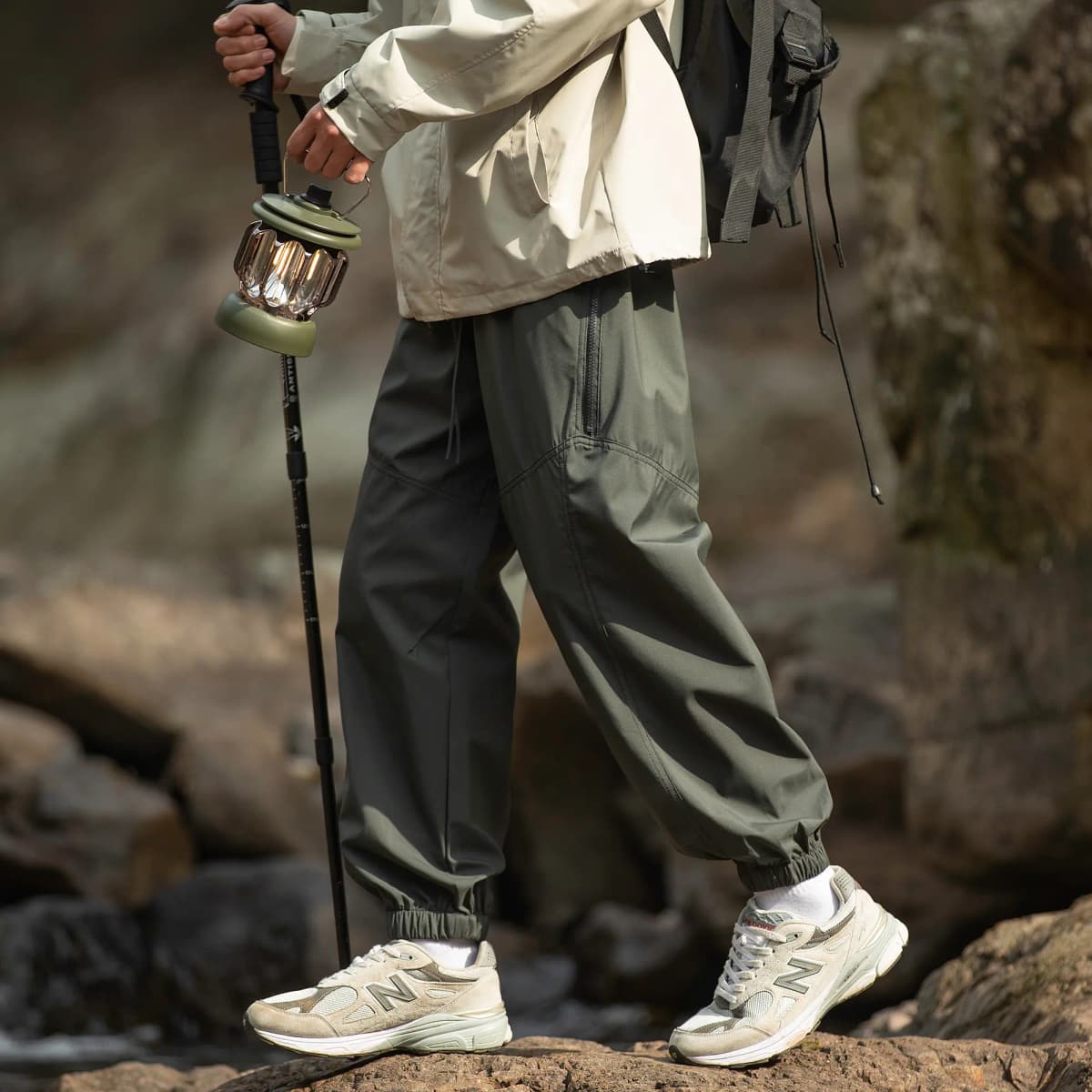 Jeep American Retro Deconstructed High-Street Functional Windproof Waterproof Wide-Leg Cuffed Casual Cargo Trousers Unisex 13