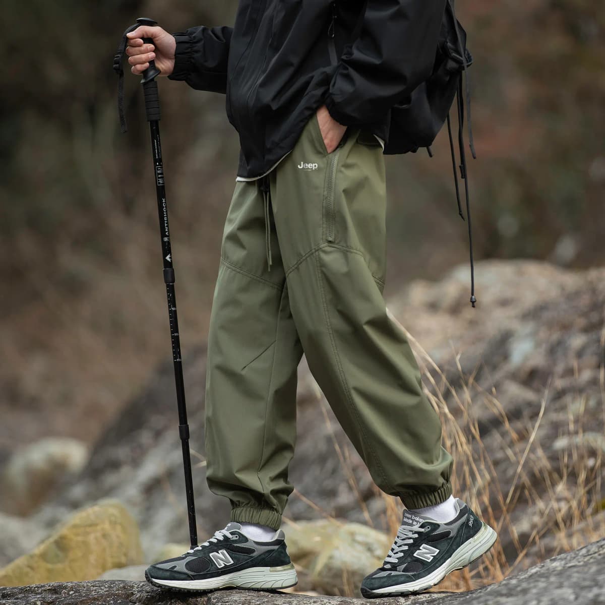 Jeep American Retro Deconstructed High-Street Functional Windproof Waterproof Wide-Leg Cuffed Casual Cargo Trousers Unisex 3