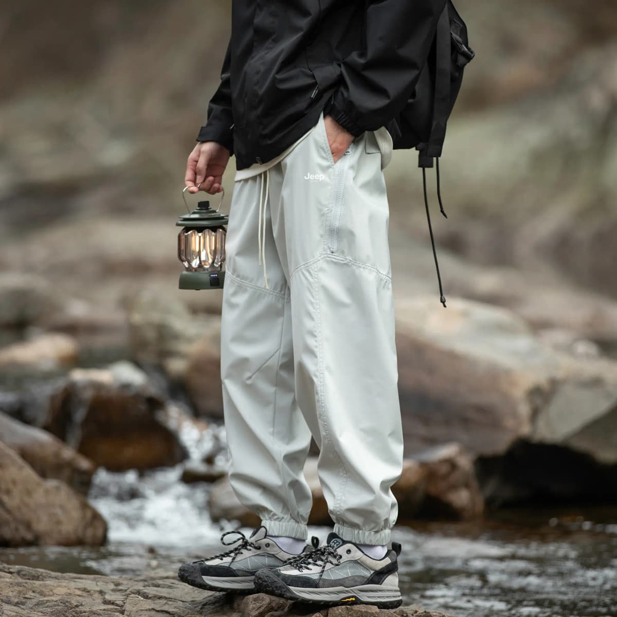 Jeep American Retro Deconstructed High-Street Functional Windproof Waterproof Wide-Leg Cuffed Casual Cargo Trousers Unisex 19