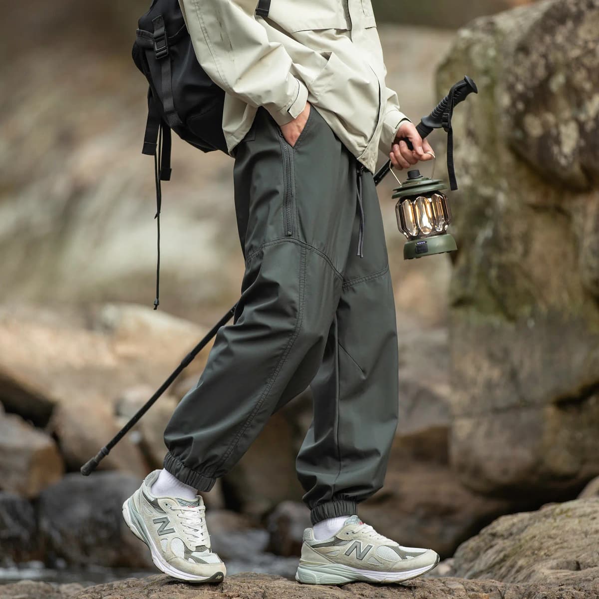 Jeep American Retro Deconstructed High-Street Functional Windproof Waterproof Wide-Leg Cuffed Casual Cargo Trousers Unisex 14